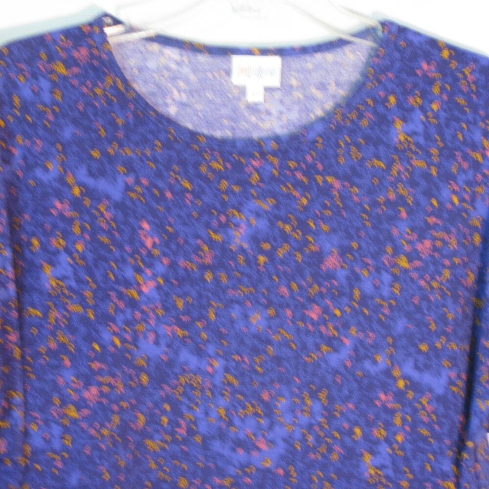 LuLaRoe Irma Tunic XS NWT $36 Purple with Pink Dots OVERSIZED High Low - Picture 2 of 4